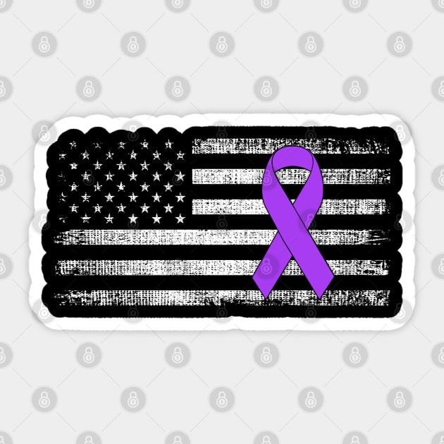 Hodgkin's Lymphoma Breast Cancer Awareness Classic American Flag Sticker by Gendon Design